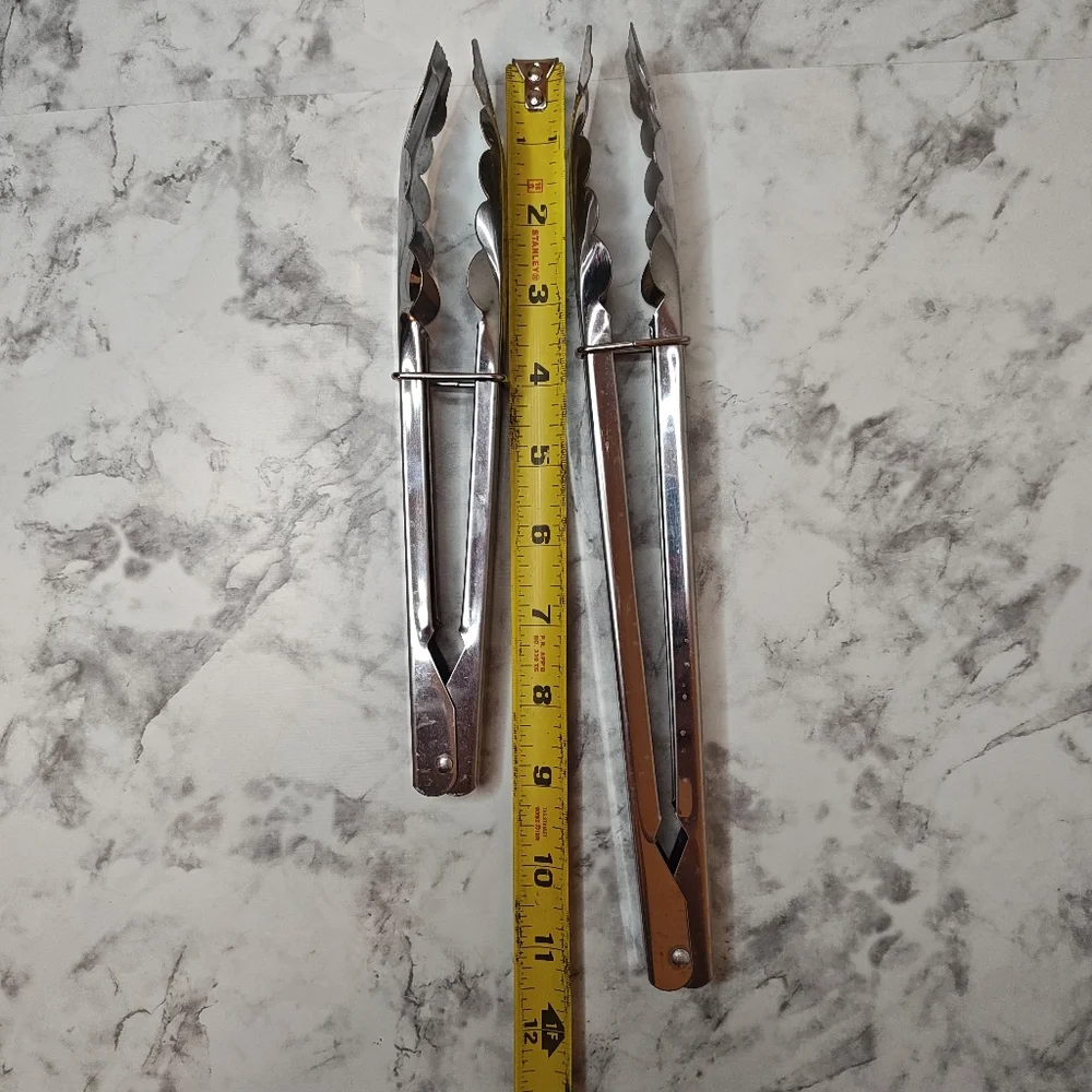 Set of 2 Stainless Steel Kitchen Tongs Grill Chefstyle